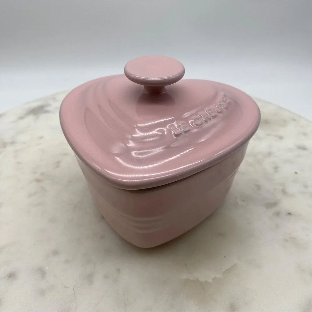 Le Creuset Pink Heart Ramekin Stoneware Individual Serving Casserole or Dessert